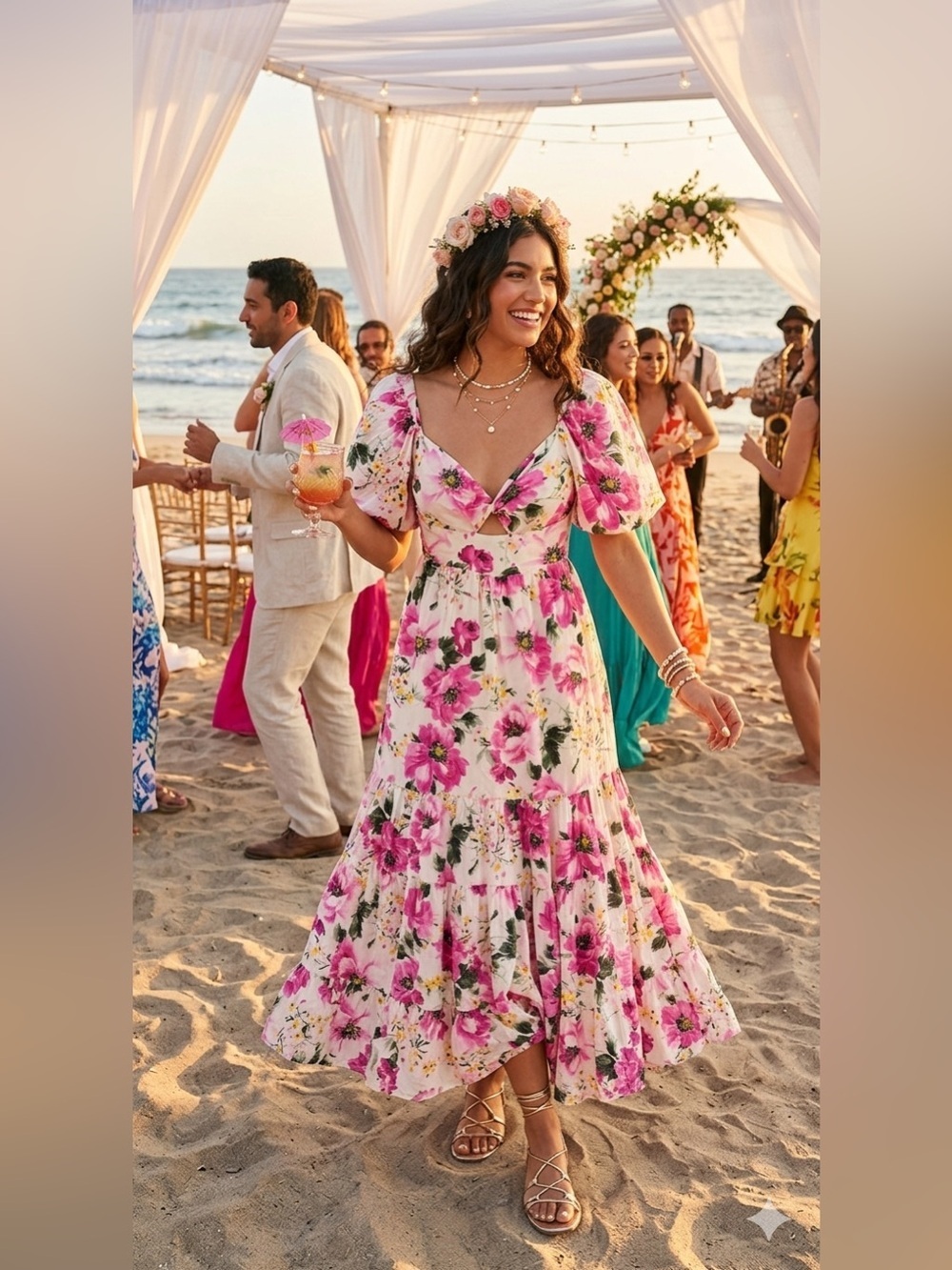 Abercrombie & Fitch tiered maxi dress with a pink floral print. Size small NWT